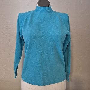 Vintage 60s Blue Knit Stretch Top L